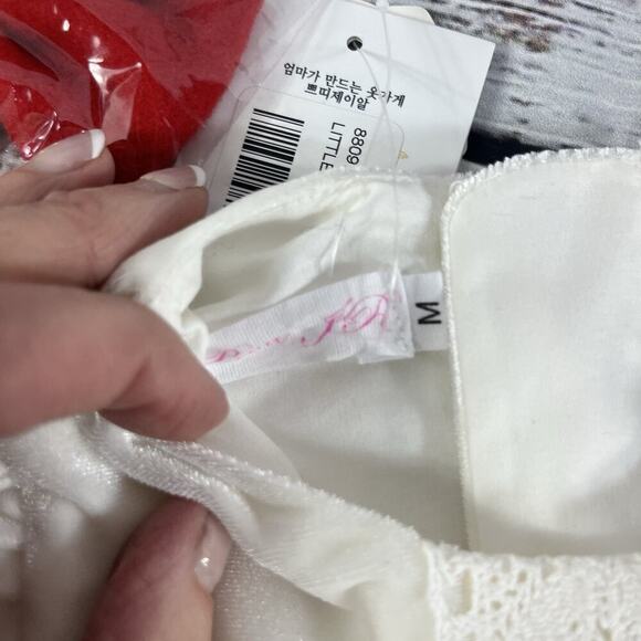 PETITE JR Baby Girl Ivory Velour Dress M 12-24 mths Red Bow Wedding Dedication 4 - Picture 7 of 11